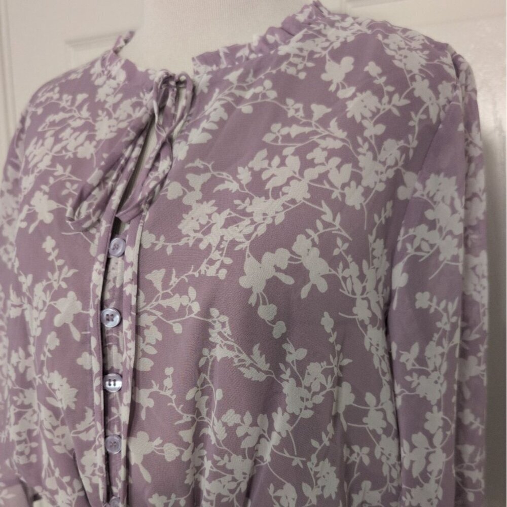 Rokoko Floral Maxi Dress Womens Size Large Purple Lined Cottagecore NEW - Picture 3 of 11